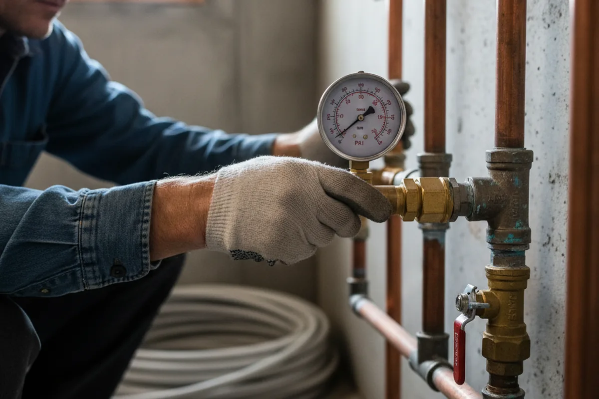 Pressure testing a repaired line during Water Line Repair in Santa Margarita