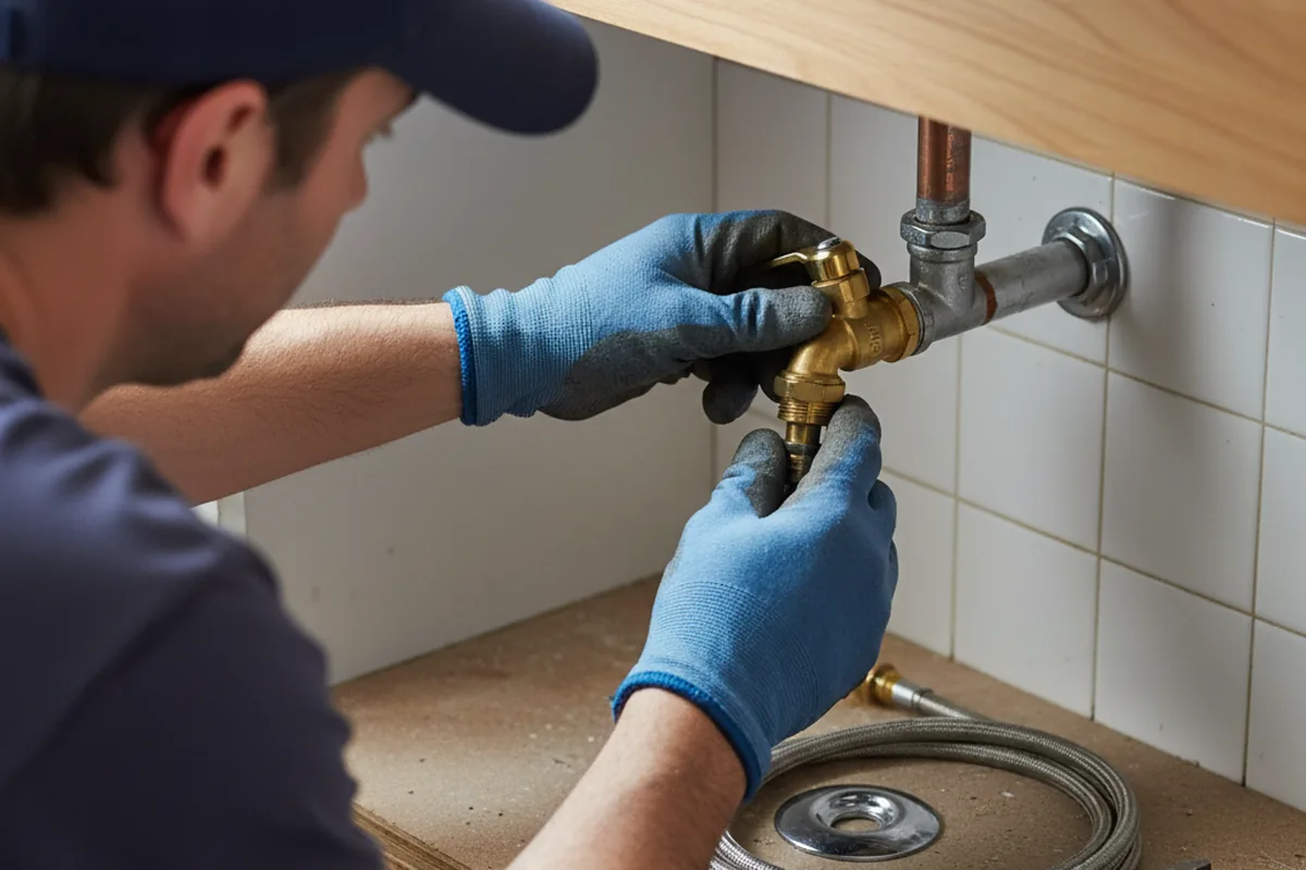 Shutoff valve and fitting work during Burst Pipe Repair in Santa Margarita